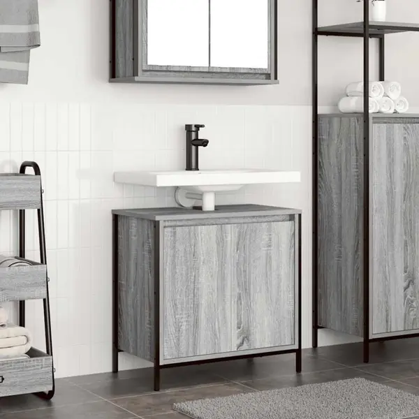 Gossi dulap pentru lavoar baie gri sonoma 60x34,5x60 cm
