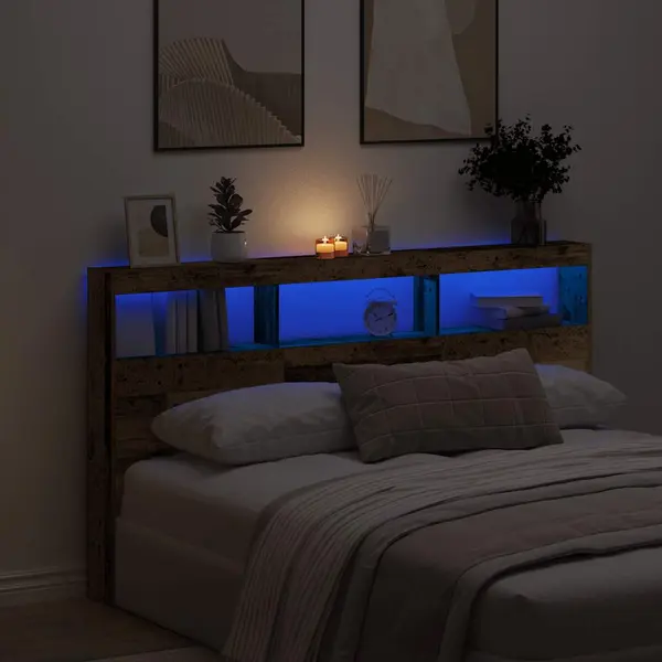 Gossi dulap pentru tablie cu led lemn vechi 180x17x102 cm