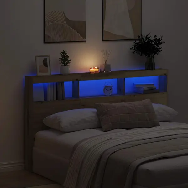 Gossi dulap pentru tablie cu led stejar artisan 180x17x102 cm