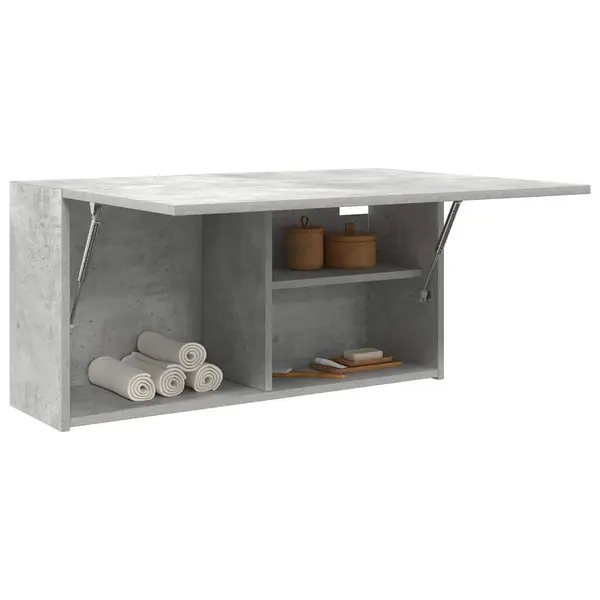 Gossi dulap perete baie, gri beton, 80x25x40 cm, lemn prelucrat