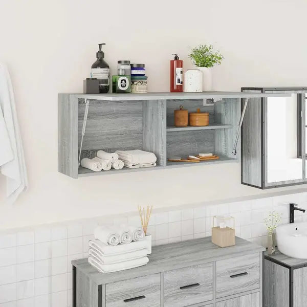 Gossi dulap perete baie, gri sonoma, 100x25x40 cm, lemn prelucrat