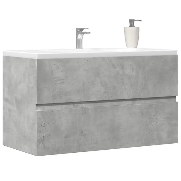 Gossi dulap suspendat de baie, gri beton 80x38,5x45 cm lemn prelucrat