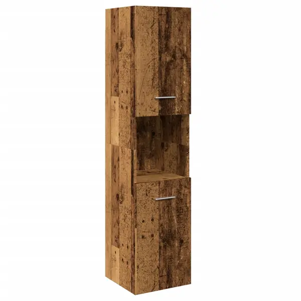 Gossi dulap suspendat de baie, lemn vechi 30x30x130 cm lemn prelucrat