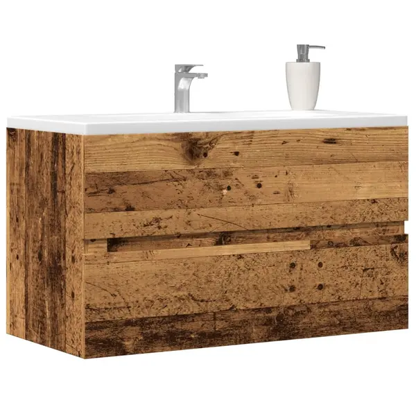 Gossi dulap suspendat de baie lemn vechi 80x38,5x45 cm lemn prelucrat