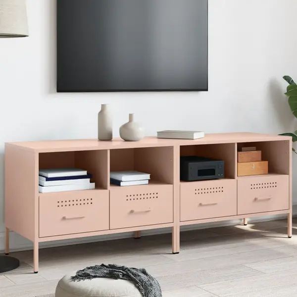 Gossi dulap tv, 2 buc., roz, 68x39x50,5 cm, otel laminat la rece