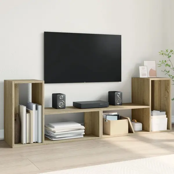 Gossi dulap tv, 2 buc., stejar sonoma, 75x30x50 cm, lemn prelucrat