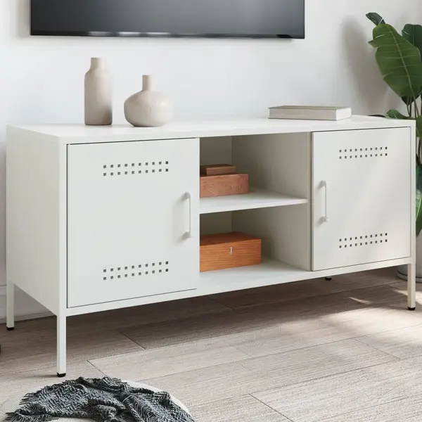 Gossi dulap tv, alb, 100,5x39x50,5 cm, otel