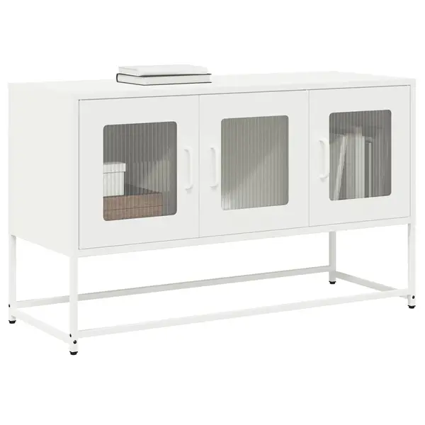 Gossi dulap tv, alb, 100,5x39x60,5 cm, otel laminat la rece