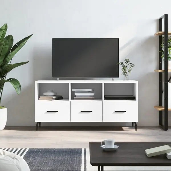 Gossi dulap tv, alb, 102x36x50 cm, lemn prelucrat