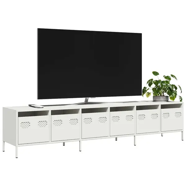 Gossi dulap tv, alb, 202x39x43,5 cm, otel laminat la rece
