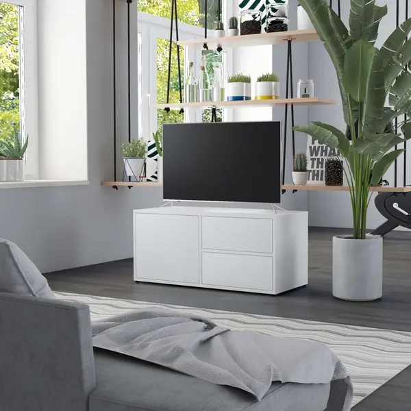 Gossi dulap tv, alb, 80 x 34 x 36 cm, lemn prelucrat