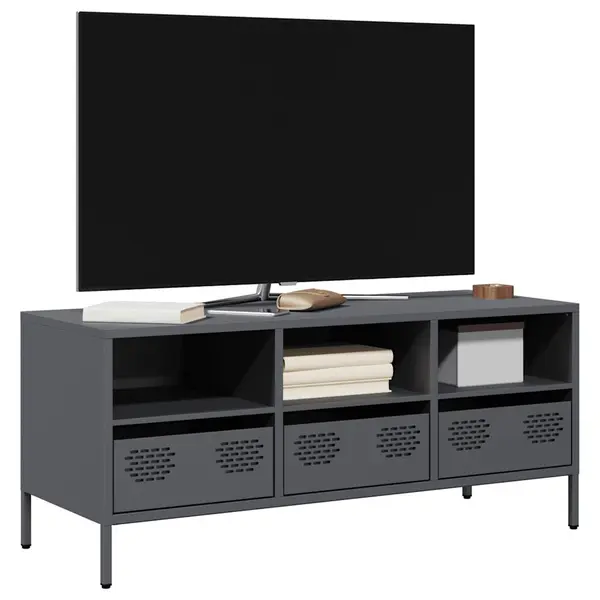 Gossi dulap tv, antracit, 101,5x39x43,5 cm, otel laminat la rece