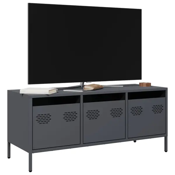 Gossi dulap tv, antracit, 101,5x39x43,5 cm, otel laminat la rece