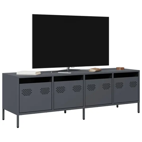 Gossi dulap tv, antracit, 135x39x43,5 cm, otel laminat la rece