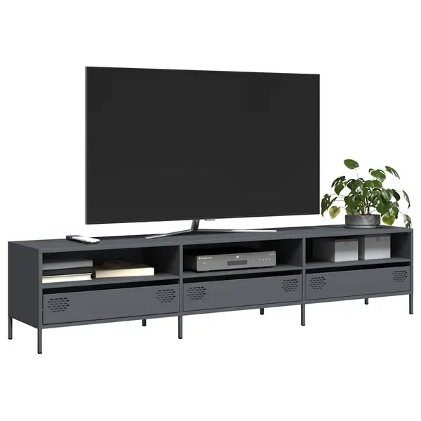 Gossi dulap tv, antracit, 202x39x43,5 cm, otel laminat la rece