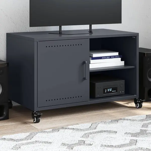 Gossi dulap tv, antracit, 68x39x43,5 cm, otel laminat la rece
