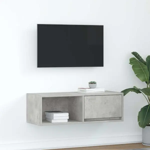 Gossi dulap tv beton gri 80x31x25,5 cm lemn prelucrat