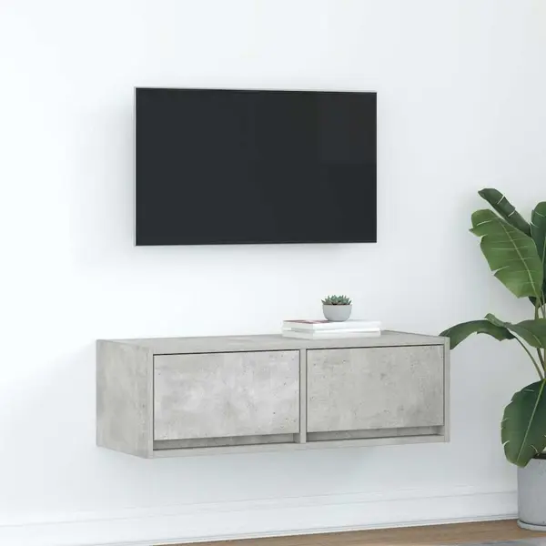 Gossi dulap tv beton gri 80x31x25,5 cm lemn prelucrat