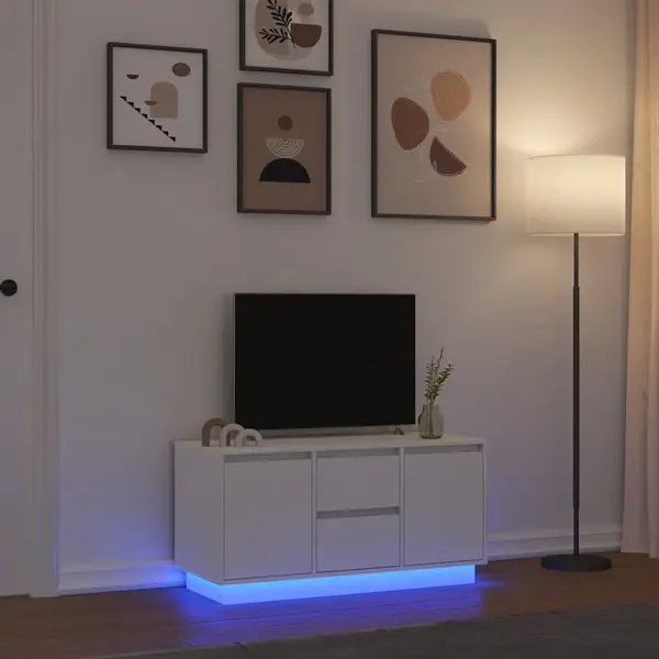 Gossi dulap tv cu lumini led alb 100x41x50 cm