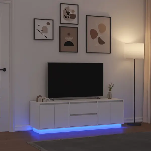 Gossi dulap tv cu lumini led alb 160,5x41x50 cm