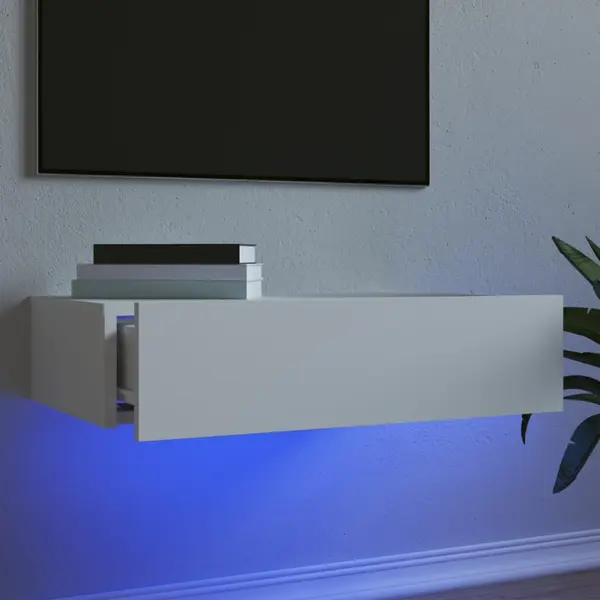 Gossi dulap tv cu lumini led, alb, 60x35x15,5 cm