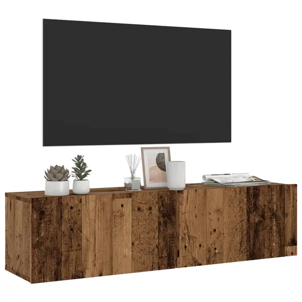 Gossi dulap tv de perete, lemn vechi, 120x30x30 cm, lemn prelucrat