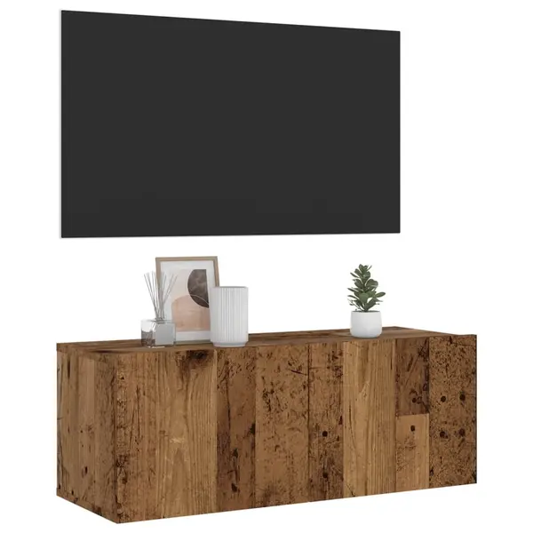 Gossi dulap tv de perete, lemn vechi, 80x30x30 cm, lemn prelucrat
