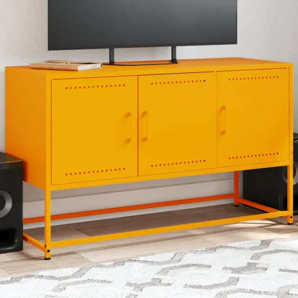 Gossi dulap tv, galben mustar, 100,5x39x60,5 cm, otel