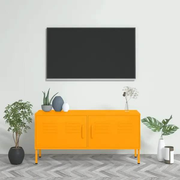 Gossi dulap tv, galben mustar, 105x35x50 cm, otel