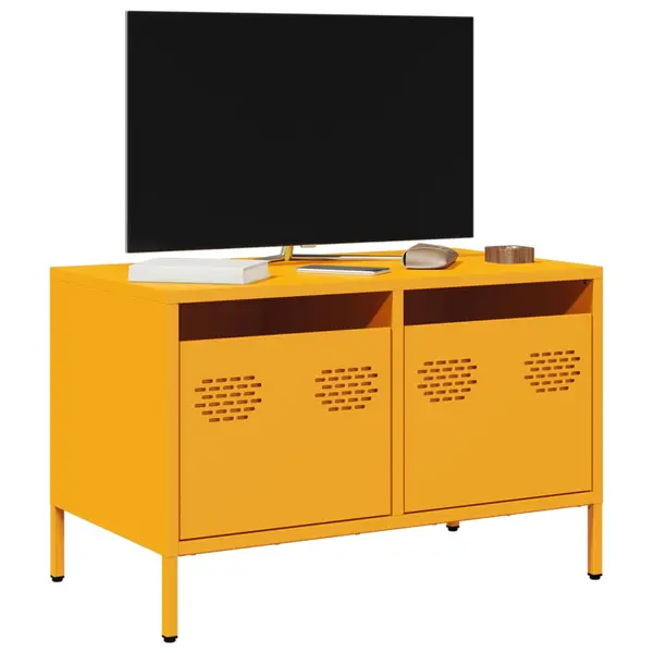 Gossi dulap tv, galben mustar, 68x39x43,5 cm, otel laminat la rece