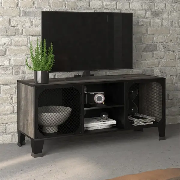 Gossi dulap tv ,gri,105x36x47 cm,metal si mdf