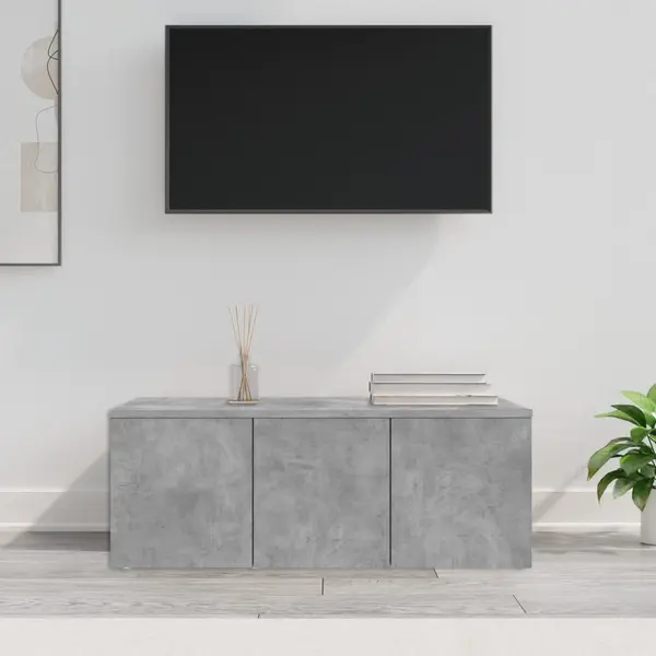 Gossi dulap tv, gri beton, 80 x 34 x 30 cm, lemn prelucrat