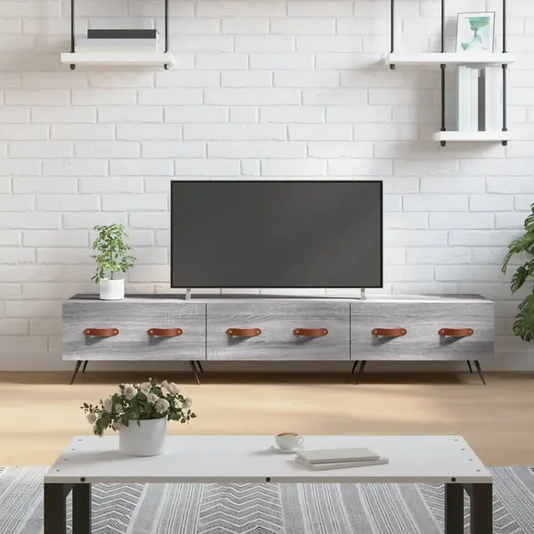 Gossi dulap tv, gri sonoma, 150x36x30 cm, lemn prelucrat