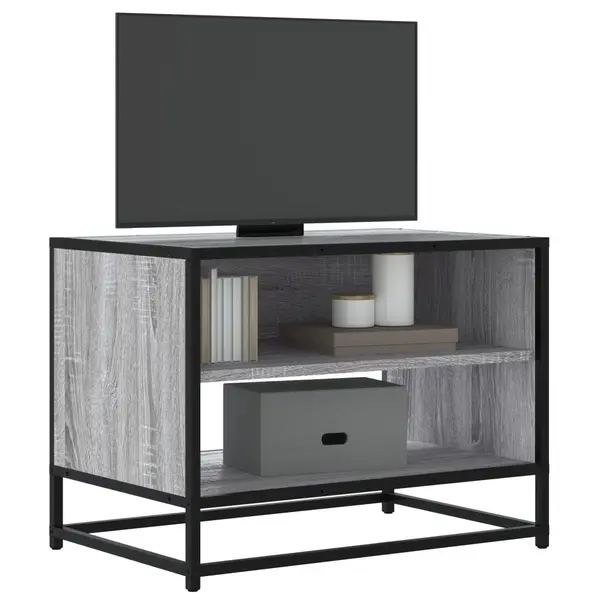 Gossi dulap tv, gri sonoma, 61x40x46 cm, lemn prelucrat si metal