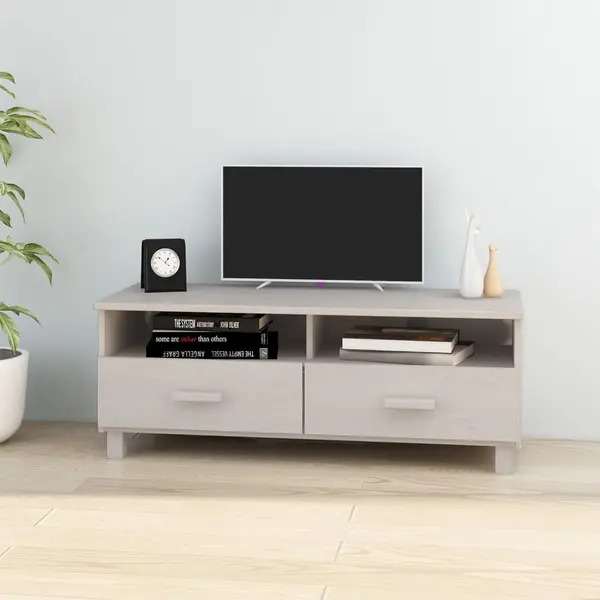 Gossi dulap tv „hamar”, alb, 106x40x40 cm, lemn masiv de pin