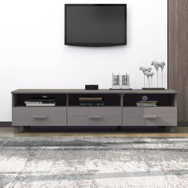 Gossi dulap tv „hamar”, gri deschis, 158x40x40 cm, lemn masiv de pin