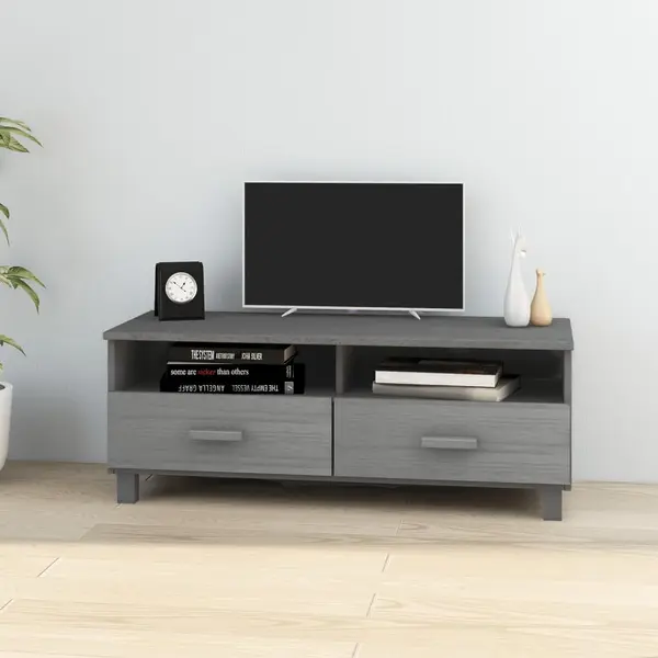 Gossi dulap tv „hamar”, gri inchis, 106x40x40 cm, lemn masiv de pin