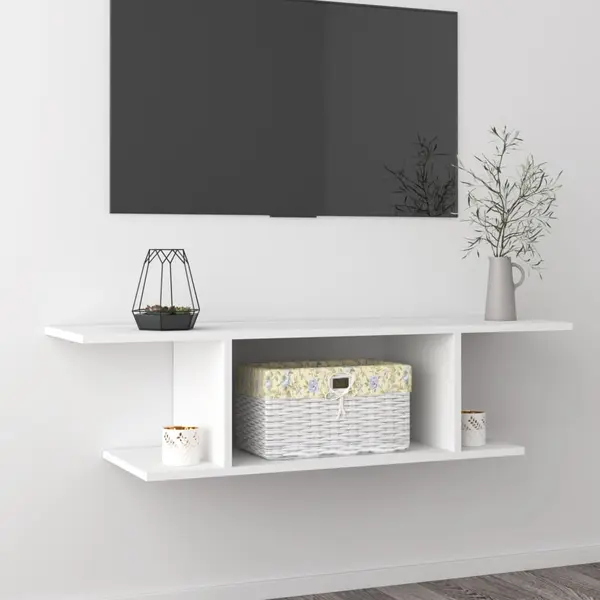 Gossi dulap tv montaj pe perete, alb, 103x30x26,5 cm