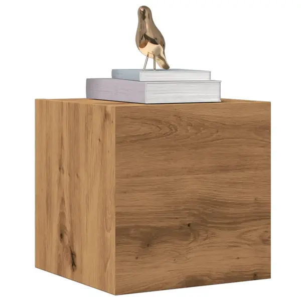 Gossi dulap tv montaj pe perete, stejar artizanal, 30,5x30x30 cm