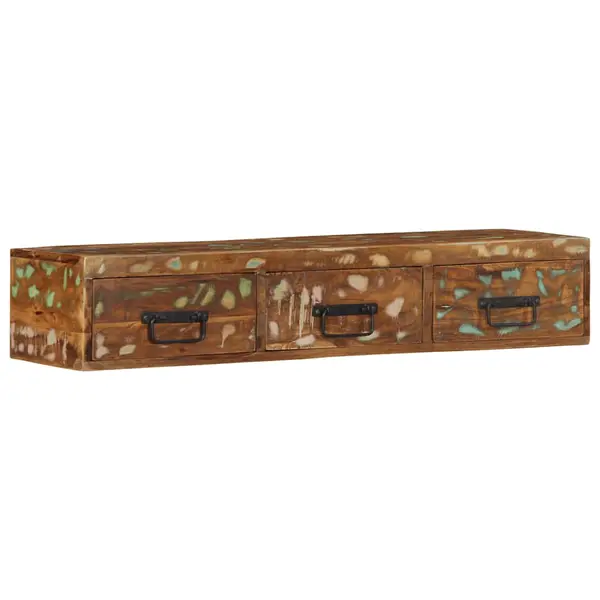 Gossi dulap tv montat pe perete 100x30x19 cm, lemn masiv reciclat