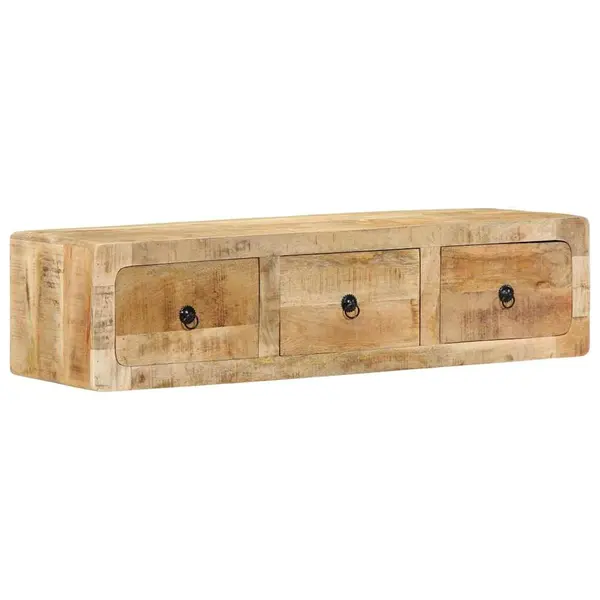 Gossi dulap tv montat pe perete 100x32x25 cm lemn masiv mango brut