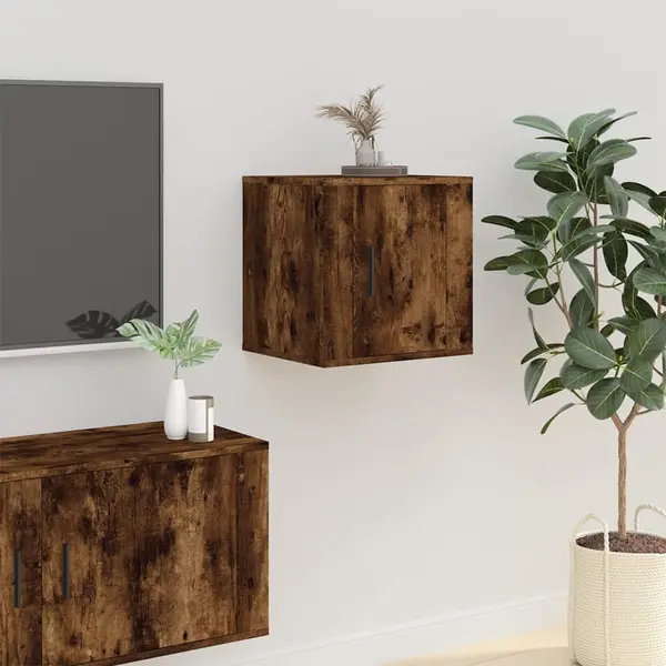 Gossi dulap tv montat pe perete, stejar fumuriu, 40x34,5x40 cm