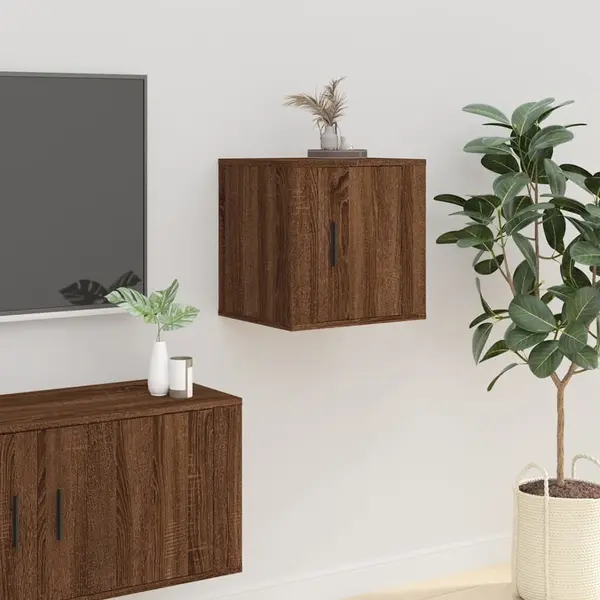 Gossi dulap tv montat pe perete, stejar maro, 40x34,5x40 cm