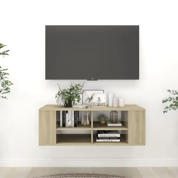 Gossi dulap tv montat pe perete, stejar sonoma, 102x35x35 cm, pal