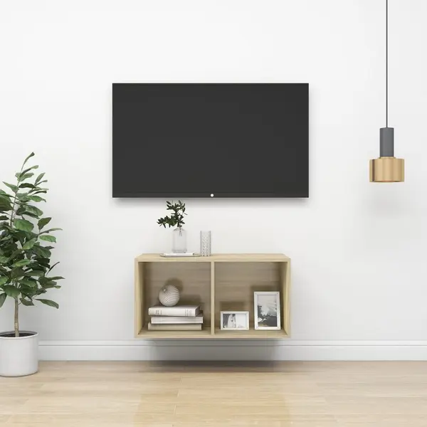 Gossi dulap tv montat pe perete, stejar sonoma, 37x37x72 cm, pal