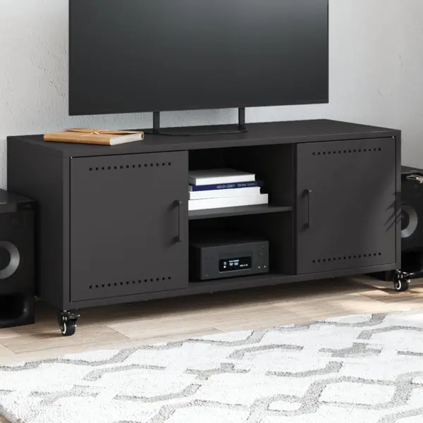 Gossi dulap tv, negru, 100,5x39x43,5 cm, otel laminat la rece