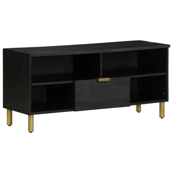 Gossi dulap tv, negru, 100x33x46 cm, lemn prelucrat