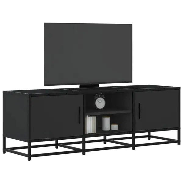 Gossi dulap tv, negru, 120x35x41 cm, lemn prelucrat si metal