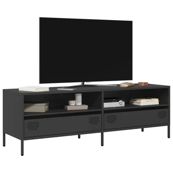 Gossi dulap tv, negru, 135x39x43,5 cm, otel laminat la rece