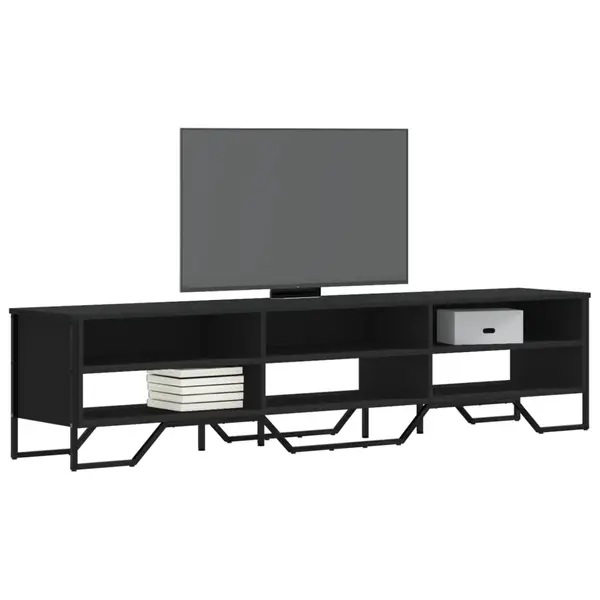 Gossi dulap tv, negru, 180x34x41 cm, lemn prelucrat